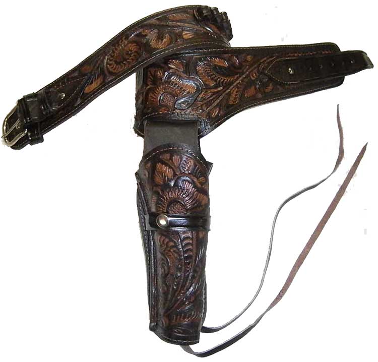 Tooled Leather Cowboy Pistol Holster