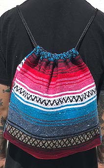 Mexican Blanket Pull String Back Pack