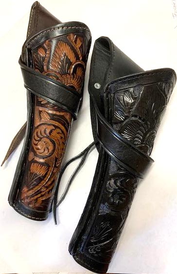 10 inch Tooled LEATHER Cross Draw Holster