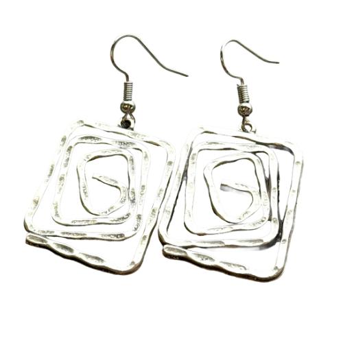Boho spiral DANGLE geometric earrings square