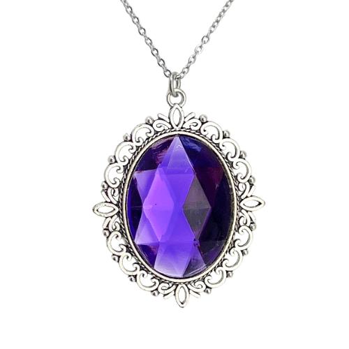Magical royal purple cameo PENDANT silver necklace
