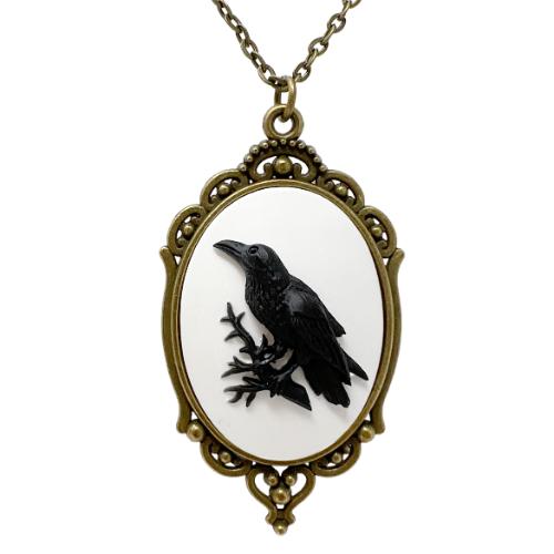 Black Raven necklace bronze crow wicca JEWELRY