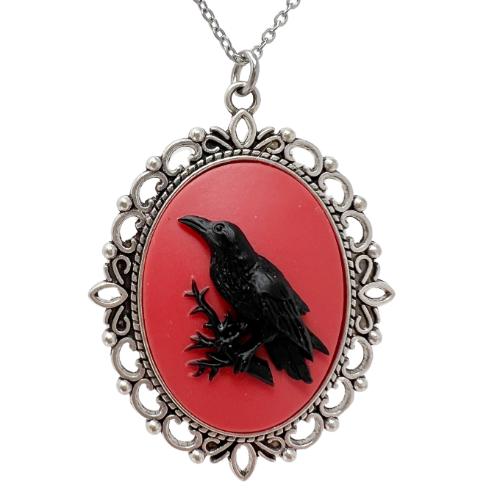 BLACK crow necklace silver raven jewellry