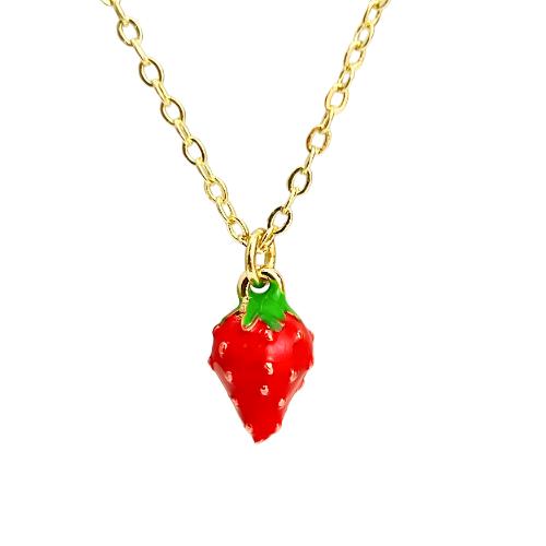Strawberry dainty cute fruit kawaii necklace