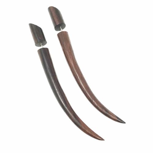 Fake illusion taper vampy organic brown EARRINGS extra long