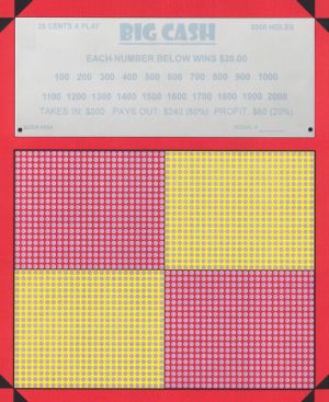 1500 HOLE PLAIN BOARD (CASH PUNCH) WITH LARGE HOLES