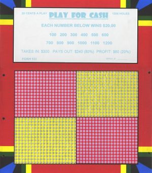 1200 HOLE PLAIN BOARD (PLAY FOR CASH) WITH LARGE HOLES