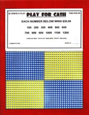 1200 HOLE PLAIN BOARD (PLAY FOR CASH)