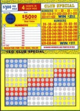 160 HOLE CLUB SPECIAL - $1.00 PER PLAY - RED WINNERS