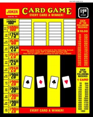1600 HOLE CARD GAME WITH $100 JOKER - $1.00 PER PLAY
