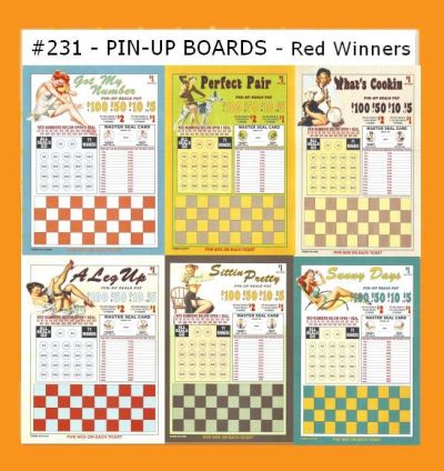 1000-HOLE PIN-UP BOARDS - $1.00 PER PLAY - RED WINNERS