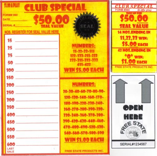 210 COUNT CLUB SPECIAL TICKET DEAL - $1.00 PER PLAY - RED WINNERS