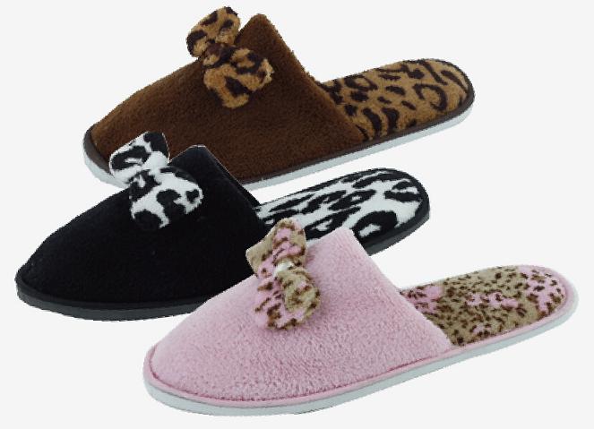 LADIES Indoor Closed Toe Slippers with animal print