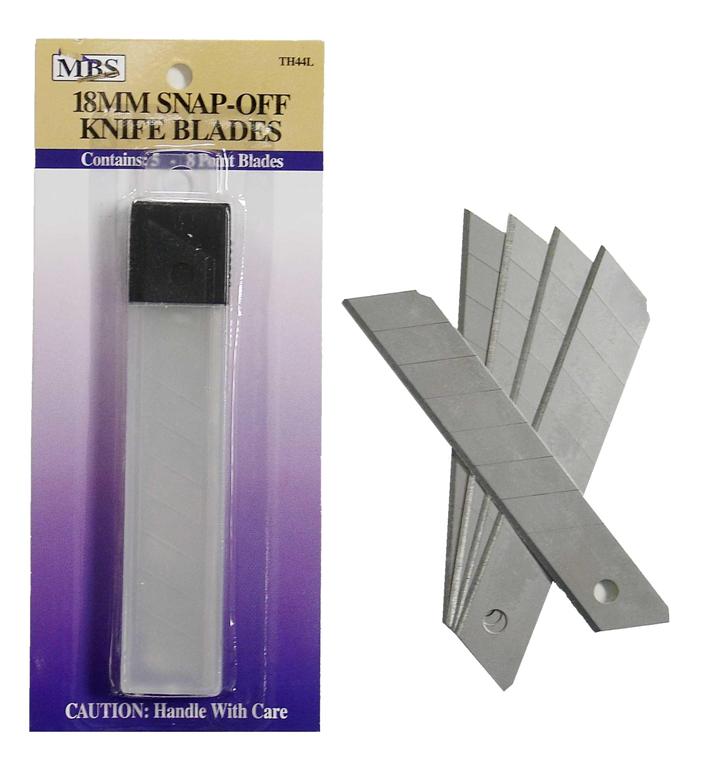 LARGE 18MM SNAP OFF KNIFE REFILL BLADES (5) / CARD /  PK 24