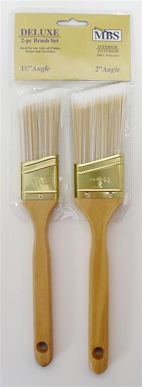 2 PC Deluxe Polyester Blend Paint Brush Sets -Wood PK 12