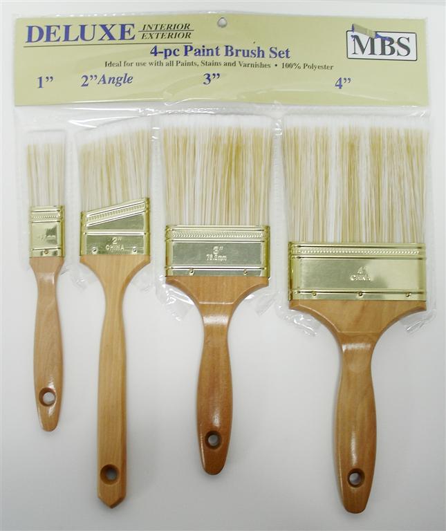 4PC DELUXE GOLD/WHITE POLYESTER BRUSH SET-pk 12/48