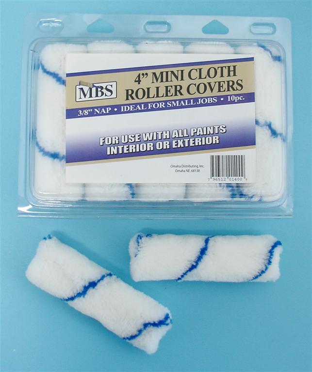 10 Piece 4'' Mini Roller Covers 3/8'' Nap, Deluxe Acrylic Series