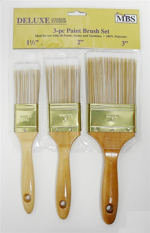 3 Piece Deluxe PAINT Brush Sets PK 12