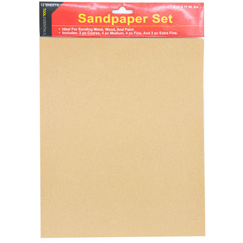 SANDPAPER 12PC 9'' X 11'' ASSORTED GRITS 24\12