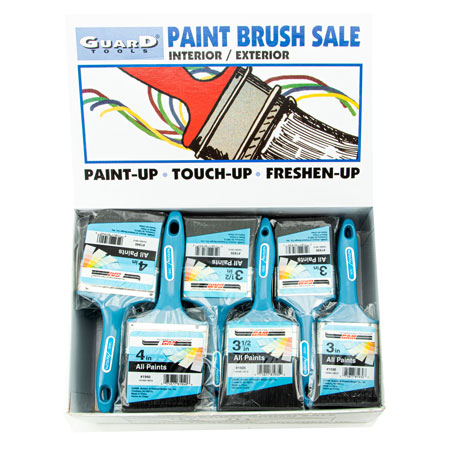 PAINT BRUSH 36PC ASSORTMENT 12EA=3'', 3-1/2'' & 4'' DISPLAY 1\