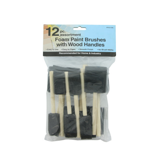 PAINT BRUSH 12PC FOAM W/WOOD HANDLES 12-48\20