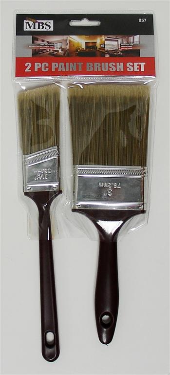 2PC PAINT BRUSH SET 1-1/2'' ANGLED WITH SASH HANDLE & 3''