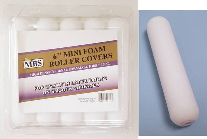 10 Piece 6'' Mini Foam Rollers, For Latex PAINT, 12 Packs per Case