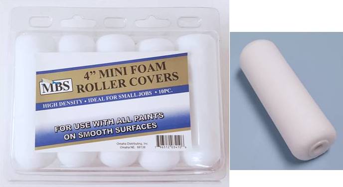 10 Piece 4'' Mini Foam Rollers, For All PAINTs, 12 Packs per Case