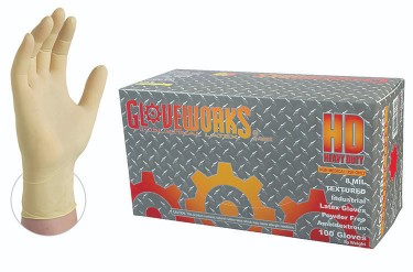 100 PIECE LATEX GLOVES, X-LARGE, IVORY, 8 MIL FINGER, 6 MIL PALM