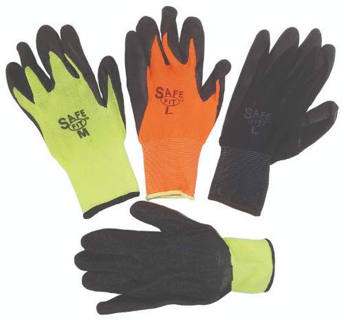 Mechanics GLOVES, Latex Coated, Black, Large