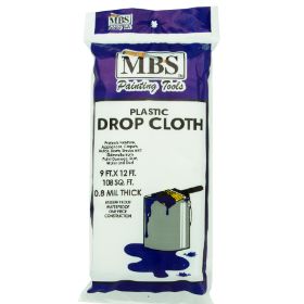 9' x 12' High Density Plastic Drop Cloth - 0.8 Mil Thick