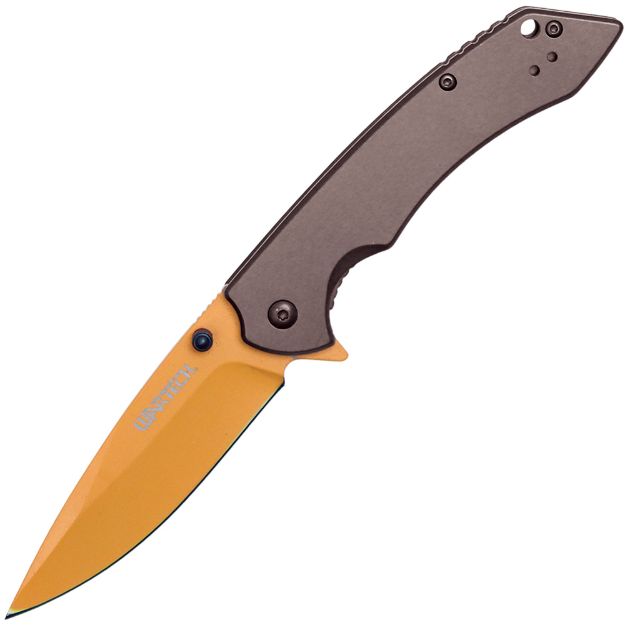 Assisted Open Folding POCKET KNIFE with Grey handle and Orange Bl
