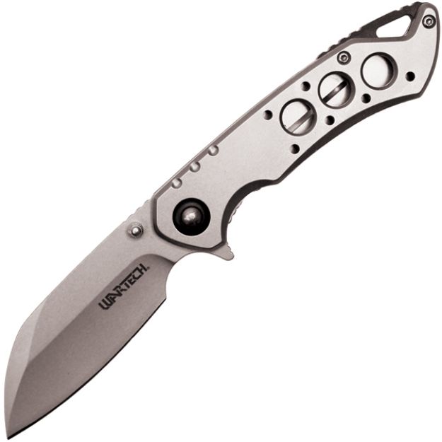 Assisted Open Folding POCKET KNIFE, Silver Handle w/ Black Accent