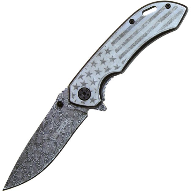 Assisted Open Folding Pocket Knife with Gray handle with American