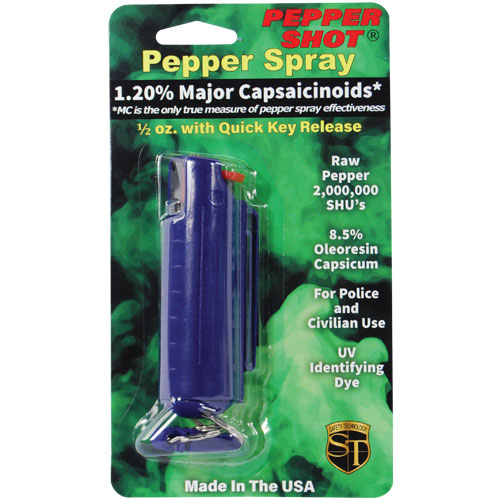 Pepper Shot 1.2% MC 1/2 oz pepper spray hard case BELT clip and q
