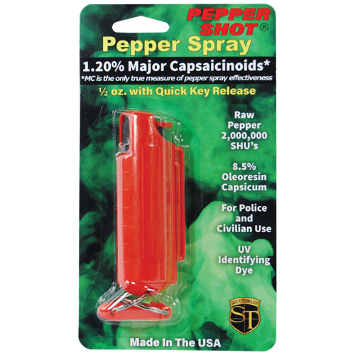 Pepper Shot 1.2% MC 1/2 oz pepper spray hard case BELT clip