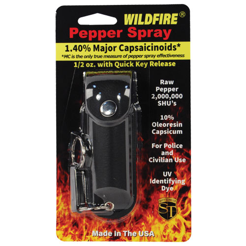 Wildfire 1.4% MC 1/2 oz pepper spray leatherette holster and quic