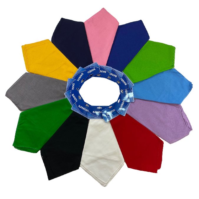 * .BANDANAs-Assorted Solid Color with Hang Tag