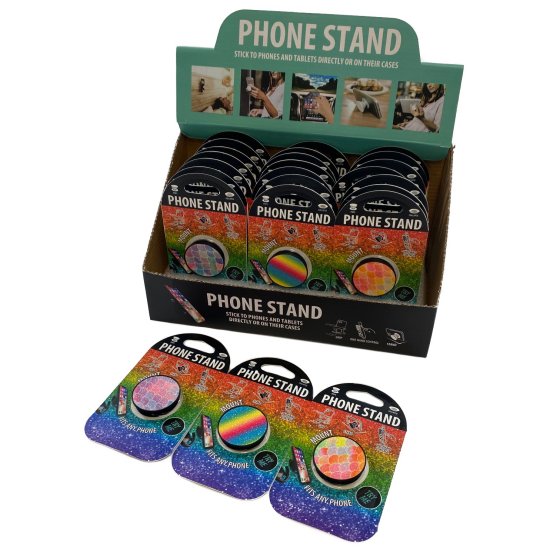 Collapsible Phone/Tablet Grip and Stand [Rainbow Glitter]