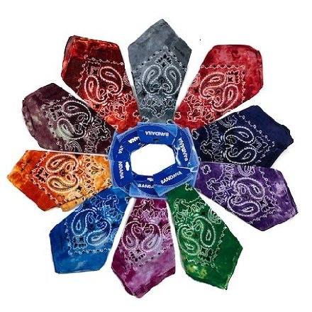 * .Bandanas-Tie Dye Paisley with Hang Tag