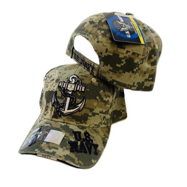 LICENSED Camo Anchor Hat with Shadow [US Navy on Bill]