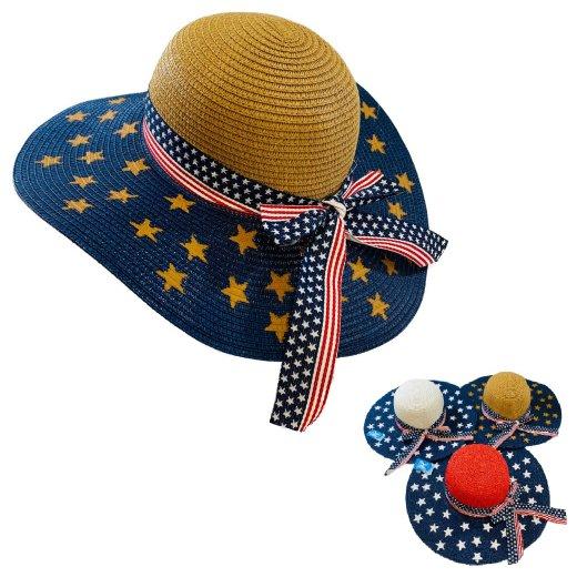 Ladies Summer Americana Woven HAT with Bow