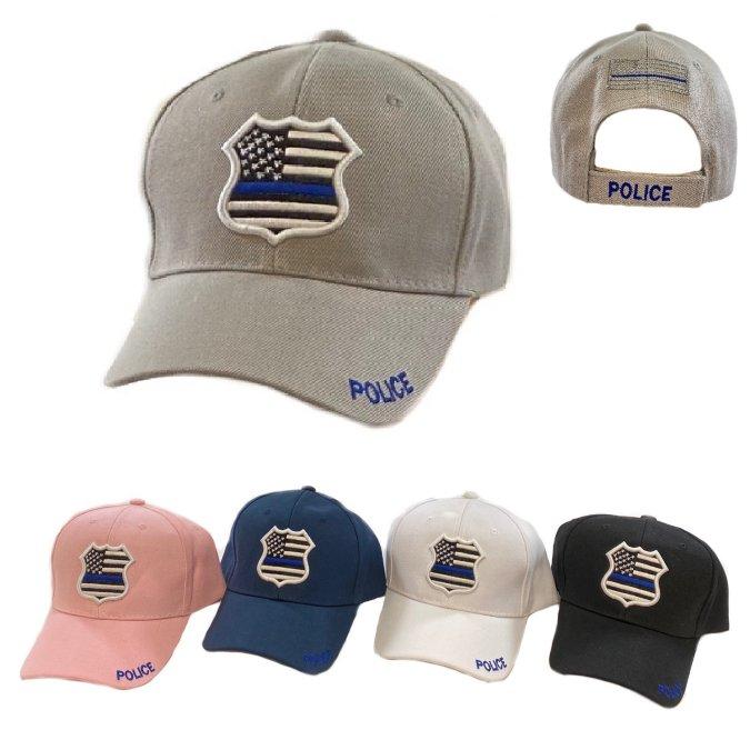 Blue Line Police Badge Hat