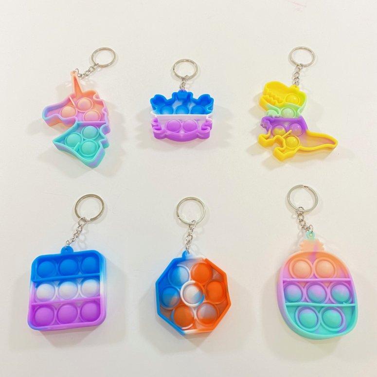 #2.25''-3.5'' Push Pop Fidget Toy Keychain [TIE DYE Assort]