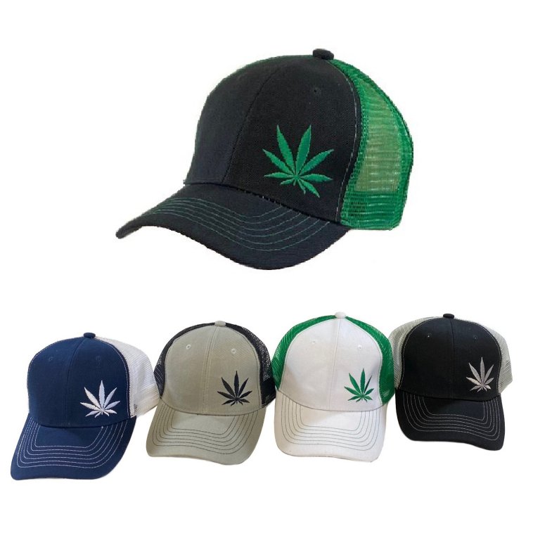 Summer Mesh BALL CAP/Marijuana [Embroidered Leaf in Corner]