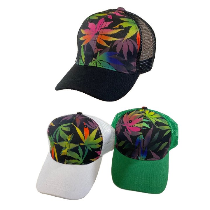 Summer Mesh Ball Cap/Colorful Marijuana