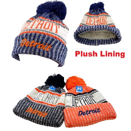 Plush-Lined Knit HAT with PomPom [Scprit DETROIT]