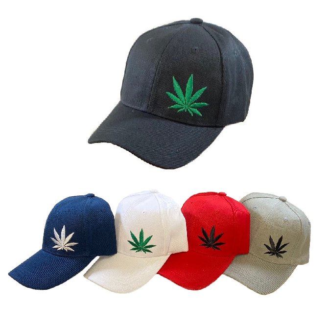 *Marijuana Ball Cap [Embroidered Leaf in Corner]