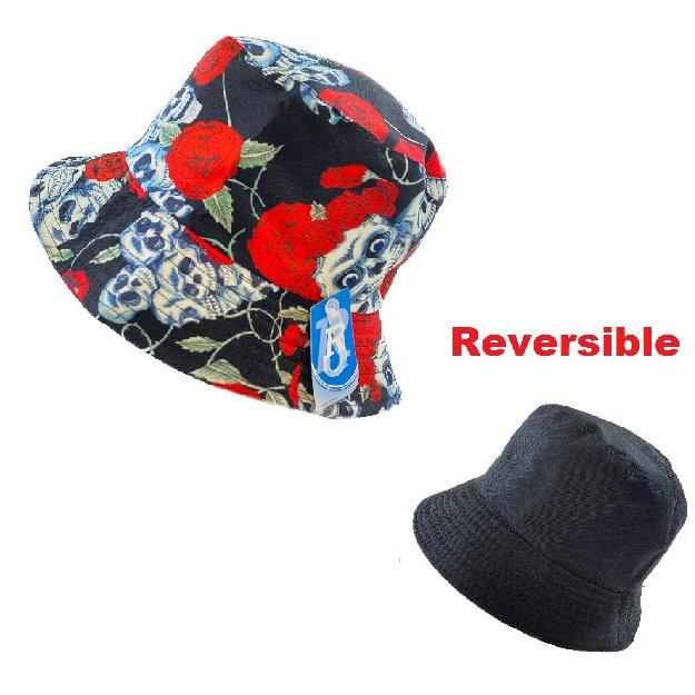 Bucket Hat [SKULL with Roses]