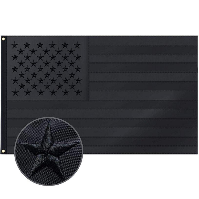 3'x5' Embroidered American FLAG [All Black]